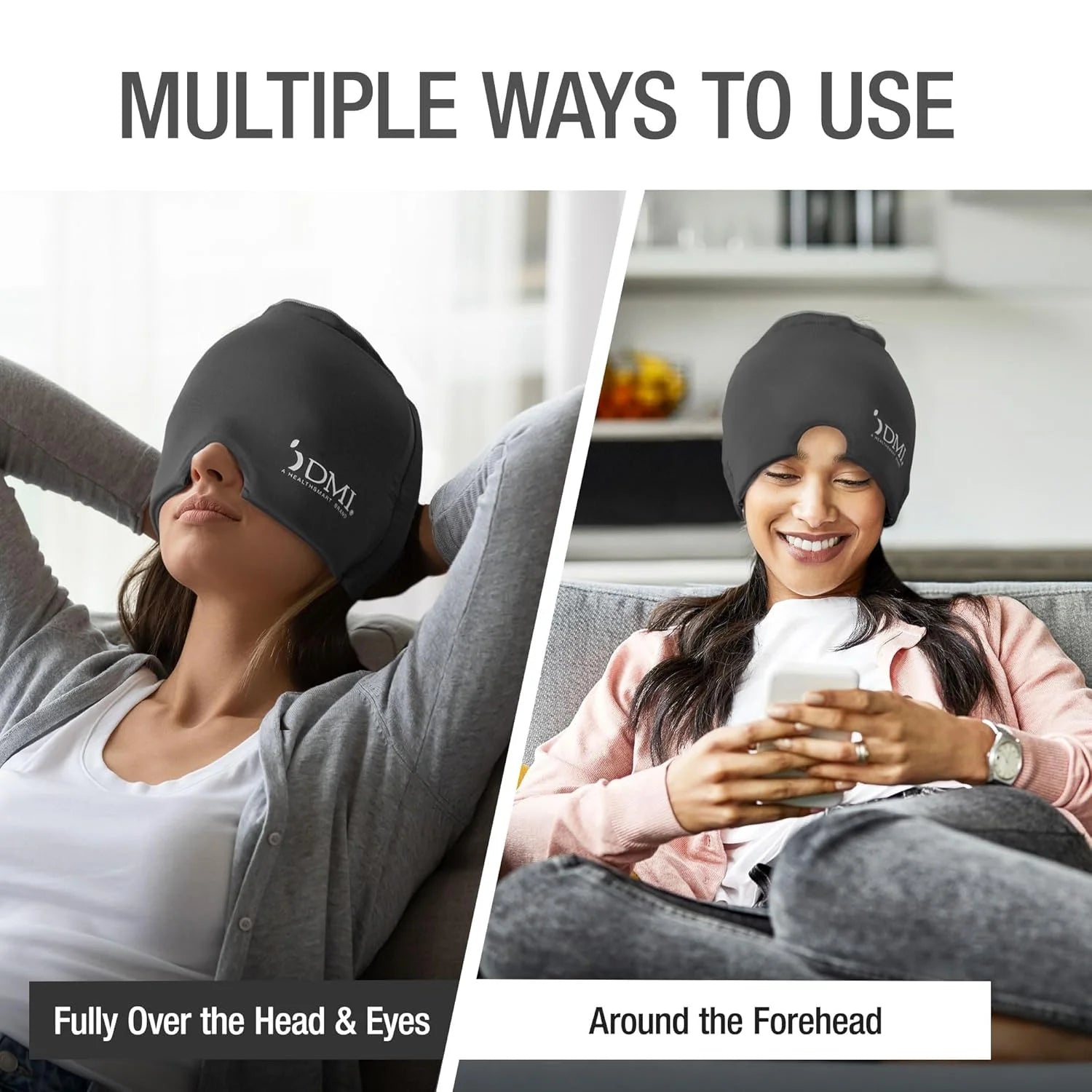 Ultra Migraine Relief Cap | Natural Headache Relief | HSA & FSA Eligible | Migraine Mask and Headache Relief Hat | Gel Eye Mask | Ice Face Mask and Cold Cap for Migraines | Headache Ice Pack