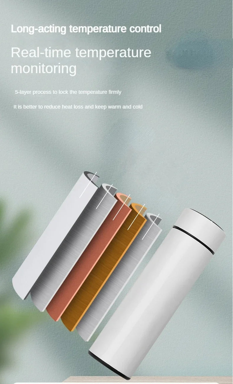 Stainless Steel Thermos Bottle with Digital Temperature Display