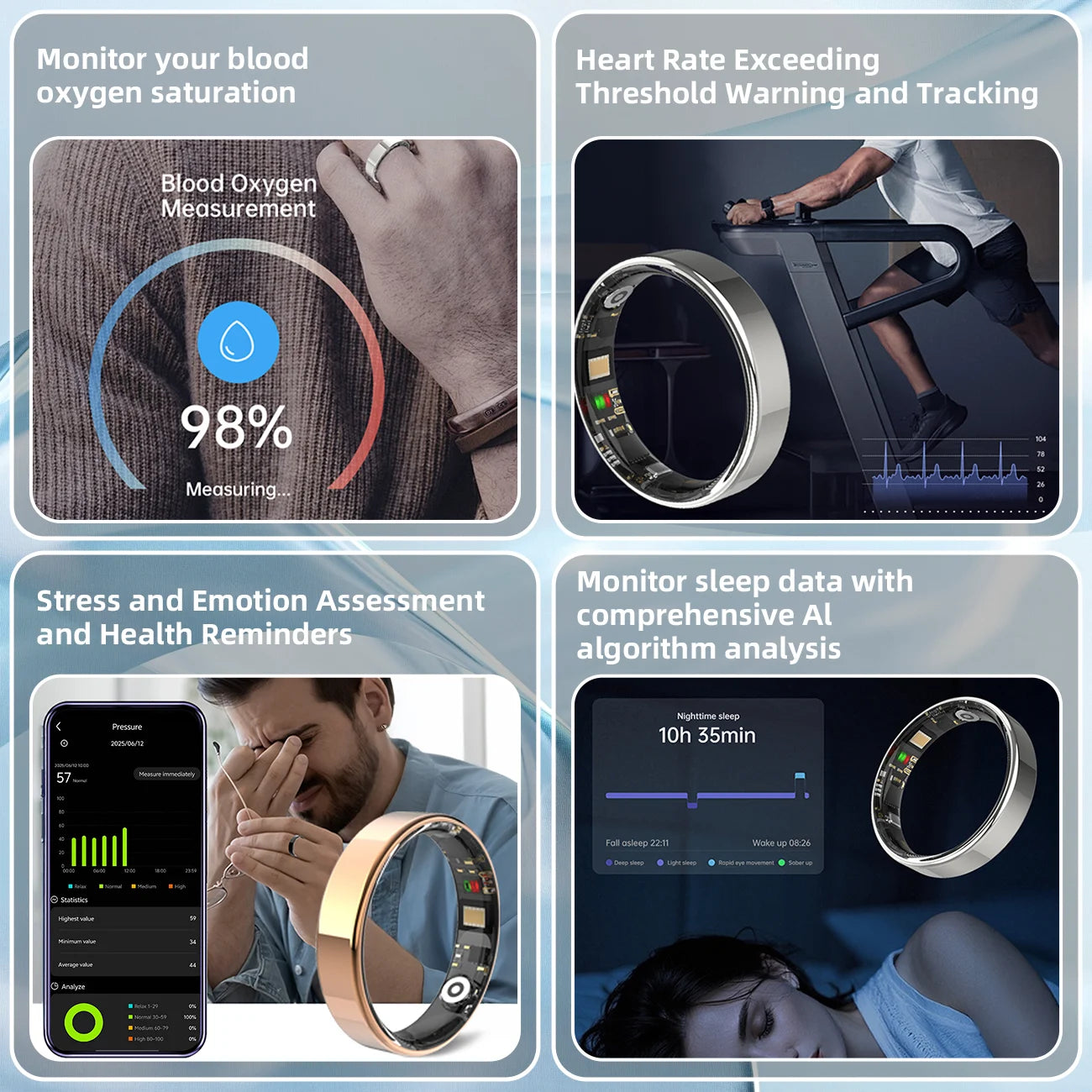 2025 Smart Ring Bluetooth Call Heart Rate Blood Pressure Monitor 5ATM Waterproof Health Ring Men Women for Xiaomi Gift