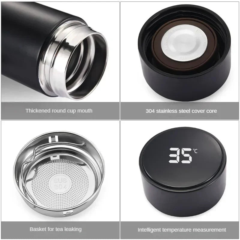 Stainless Steel Thermos Bottle with Digital Temperature Display