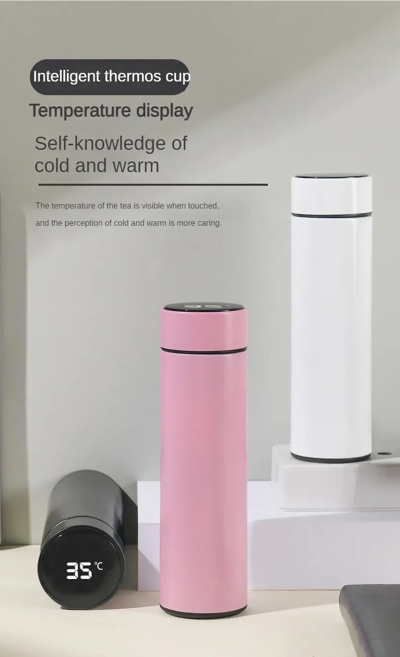 Stainless Steel Thermos Bottle with Digital Temperature Display