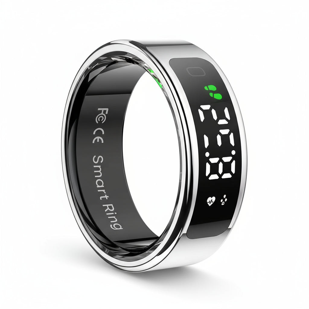 R11 Smart Ring with Display Screen and Touch Heart Rate Blood Oxygen Monitor Ring Wireless Charging Smartring for Android & Ios