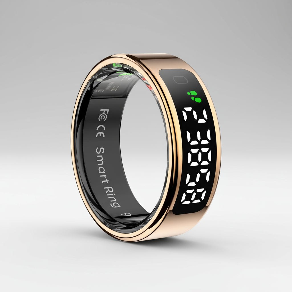 R11 Smart Ring with Display Screen and Touch Heart Rate Blood Oxygen Monitor Ring Wireless Charging Smartring for Android & Ios